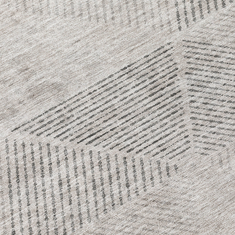 Tapis taupe en polyester tissé à la machine intérieur / extérieur Lummus, Rectangle 2 pi 6 po x 3 pi 10 po