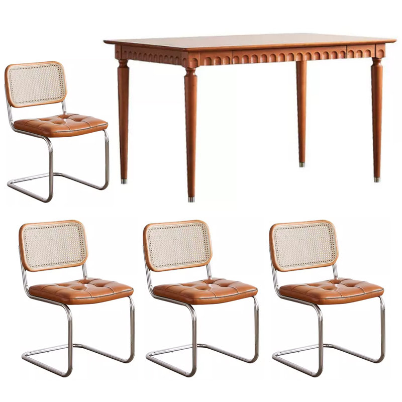 4 - Person Solid Wood Solid Wood Top Four Leg Dining Set, 29.13"H x 62.99"L x 31.49"W