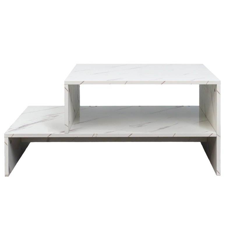 Coffee table with unique architectural shape, White