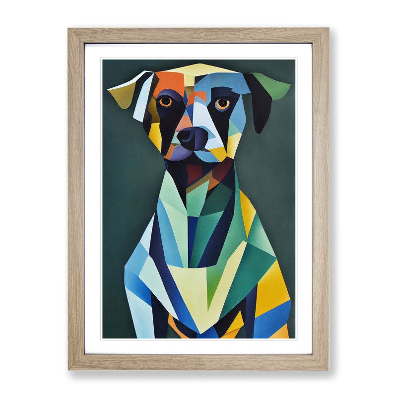 Dog - Framed Print, 64cm H x 46cm W x 2cm D, Oak