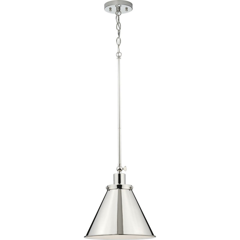 Luminaire suspendu conique 1 lumière, Nickel poli