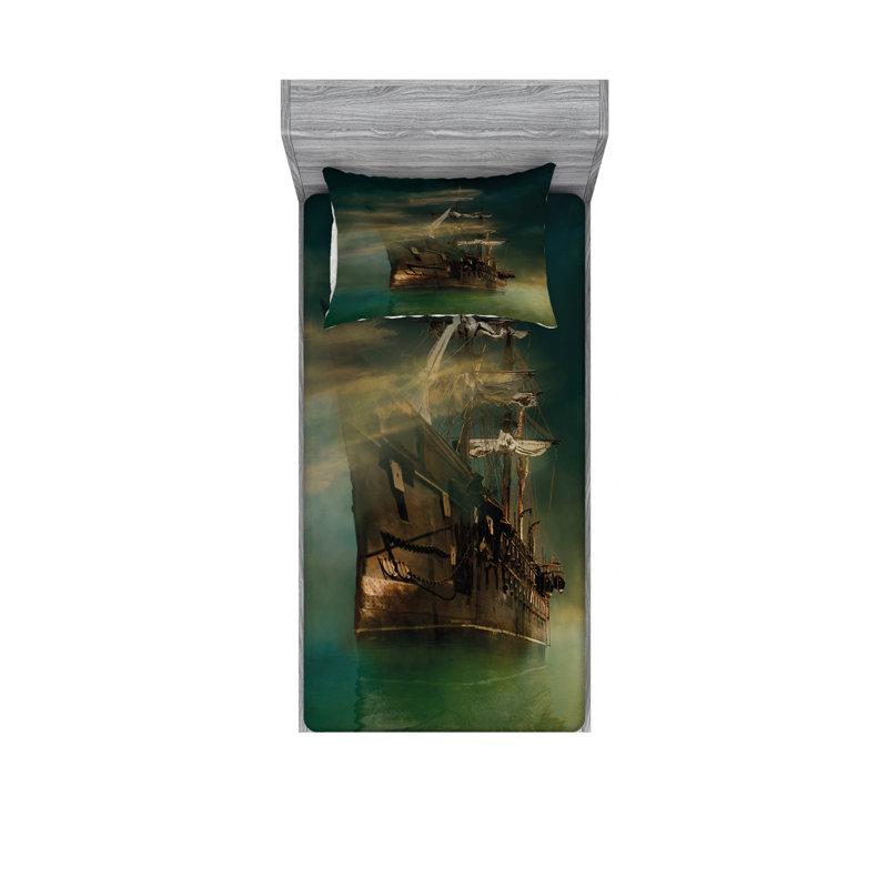 Ensemble de draps Phantasmagoric Old Ship Sailingon, Ensemble de draps pour lit simple TG avec drap-hou