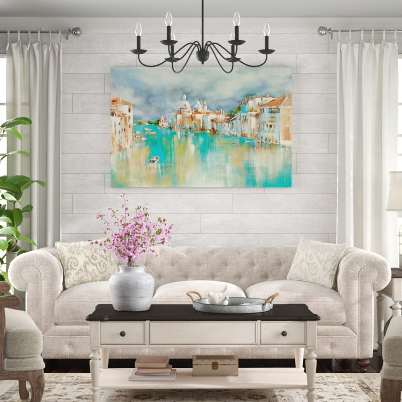 «Season in Venice» par Sydney Edmunds - impression, Image au pinceau gel, H 36 po x l 54 po x P 1,5 po