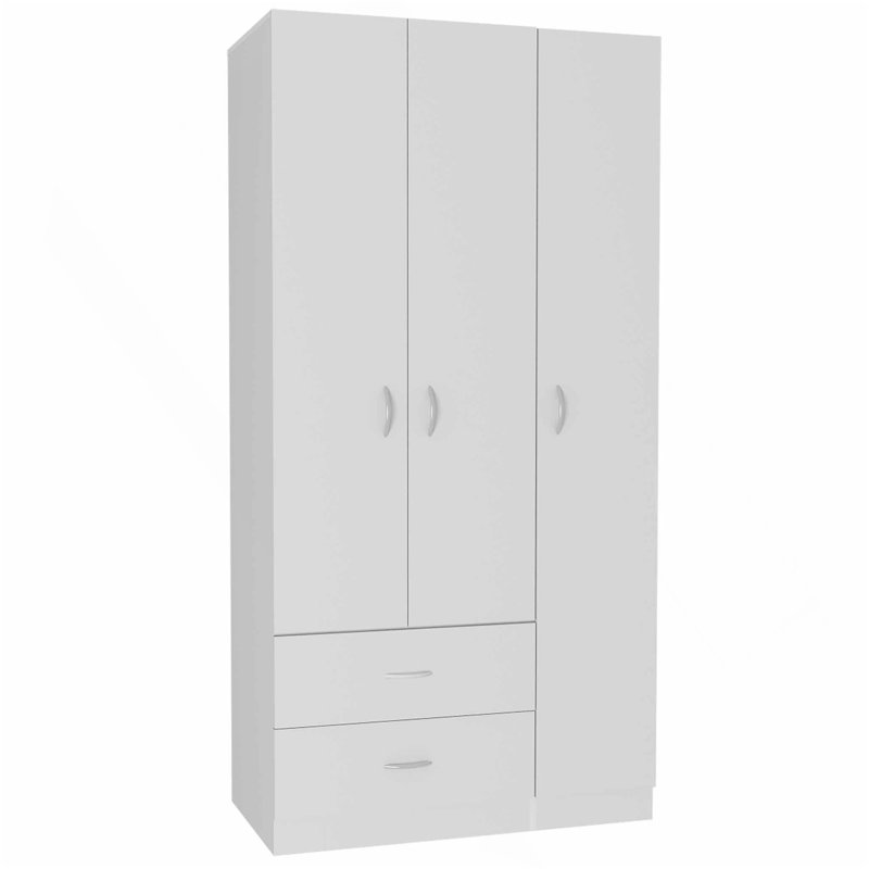 Armoire 2 portes et 3 tiroirs Rowaton - blanc, Blanc