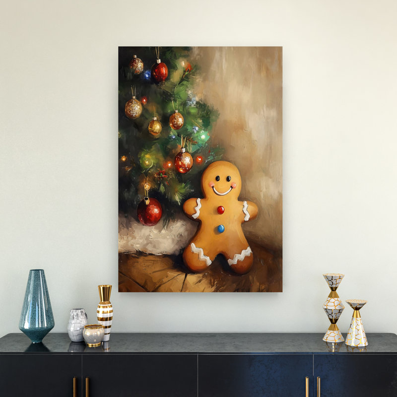 «Gingerbread Christmas Tree Traditional Vintage Whimsical Tree Winter», reproduction d'art murale, 36" H x 24" W