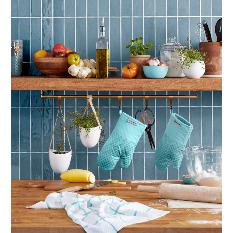 KitchenAid Asteroid Solid Textured Oven Mitt, Teal