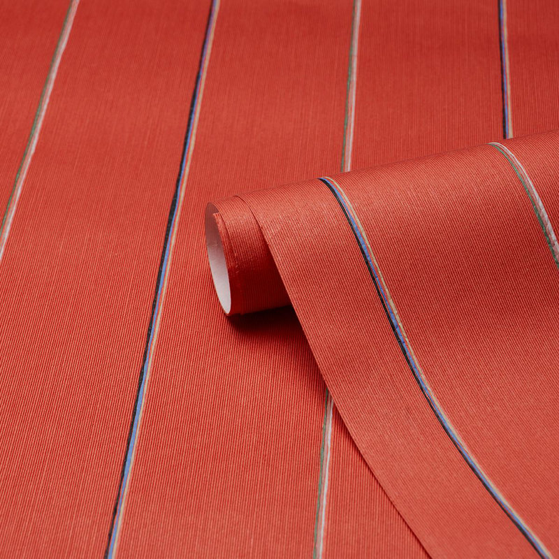 Schumacher X Backdrop Draper Stripe Wallpaper, Red