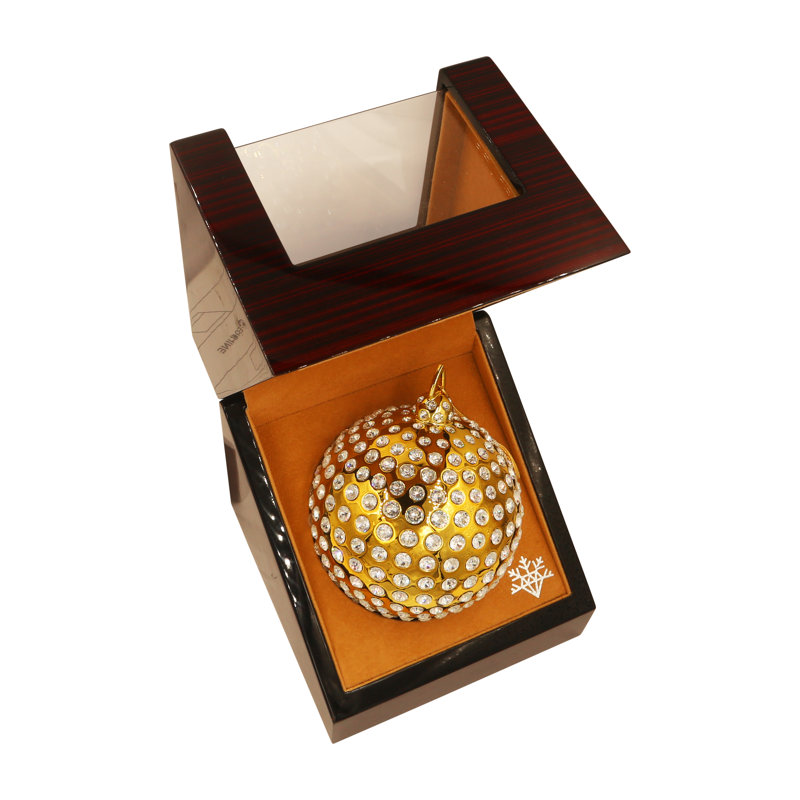 Orbis 4'' Handmade Geometric Metal Ball Ornament, Gold