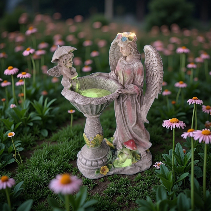 Statue ange et piscine