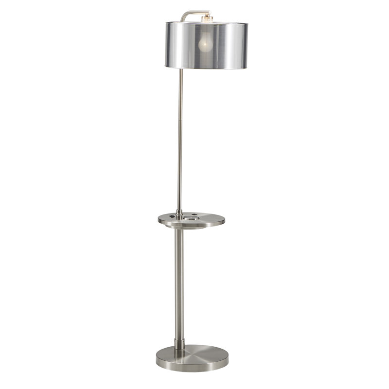 Olamon 58'' Nickel Tray Table Floor Lamp with USB