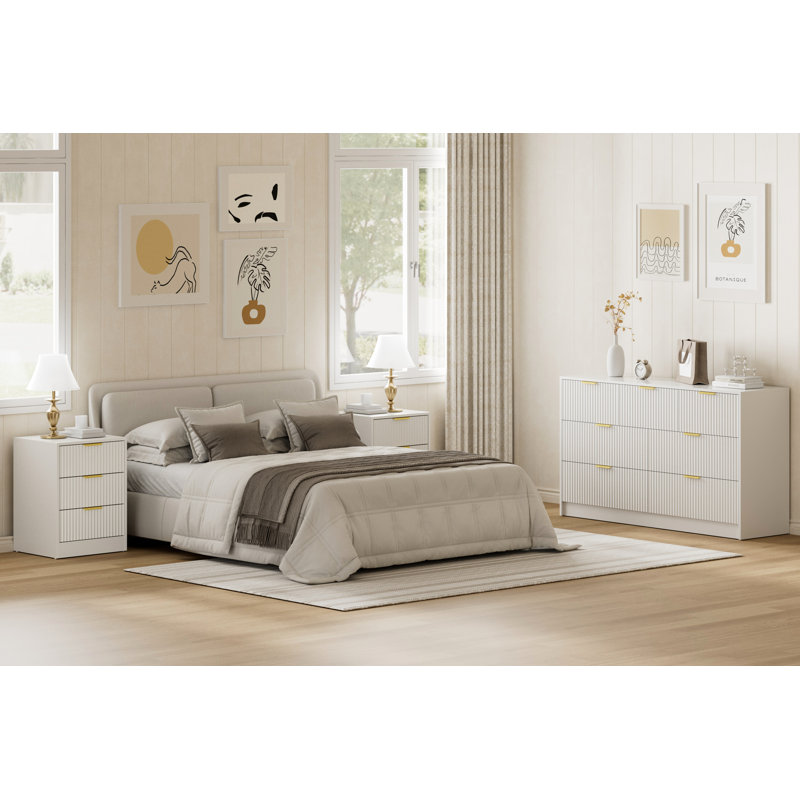 3-Piece 7-Drawer Dresser & 3-Drawer Nightstand Set, White