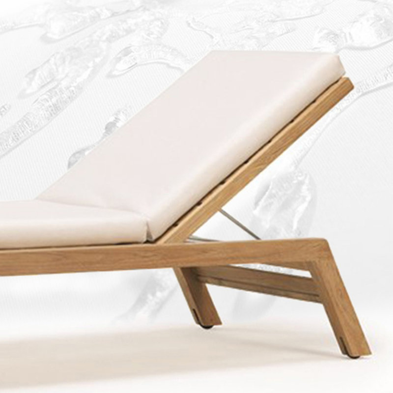 Chaise longue d'extérieur avec chaise longue d'extérieur en bois de teck
