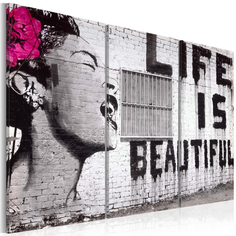 «Nunatak Banksy Life Is Beautiful», 3 pièces, H 16 po x l 24 po x P 0,7 po