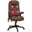 Chaise de bureau de massage à haut dossier avec 6 points de vibration, fauteuil chauffant inclinable en cuir avec accoudoirs et télécommande-130146007