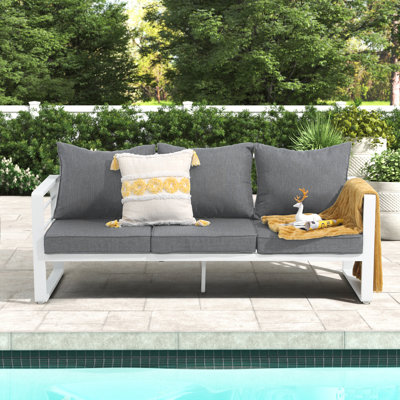 Bucy 71.3" Wide Outdoor Patio Sofa with Cushions by Wade Logan