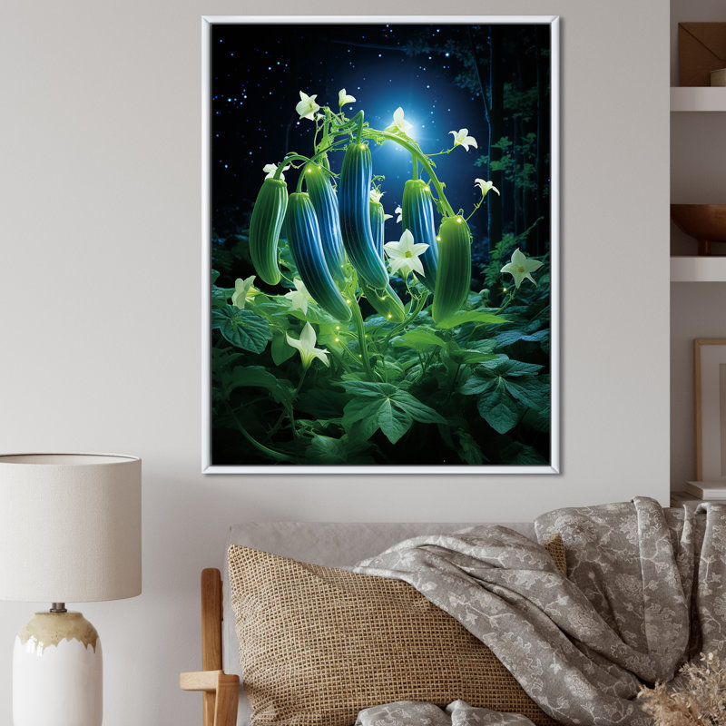 Fleur de concombre, art mural fleurs, Cadre photo noir, H 44 po x l 34 po x P 1,5 po