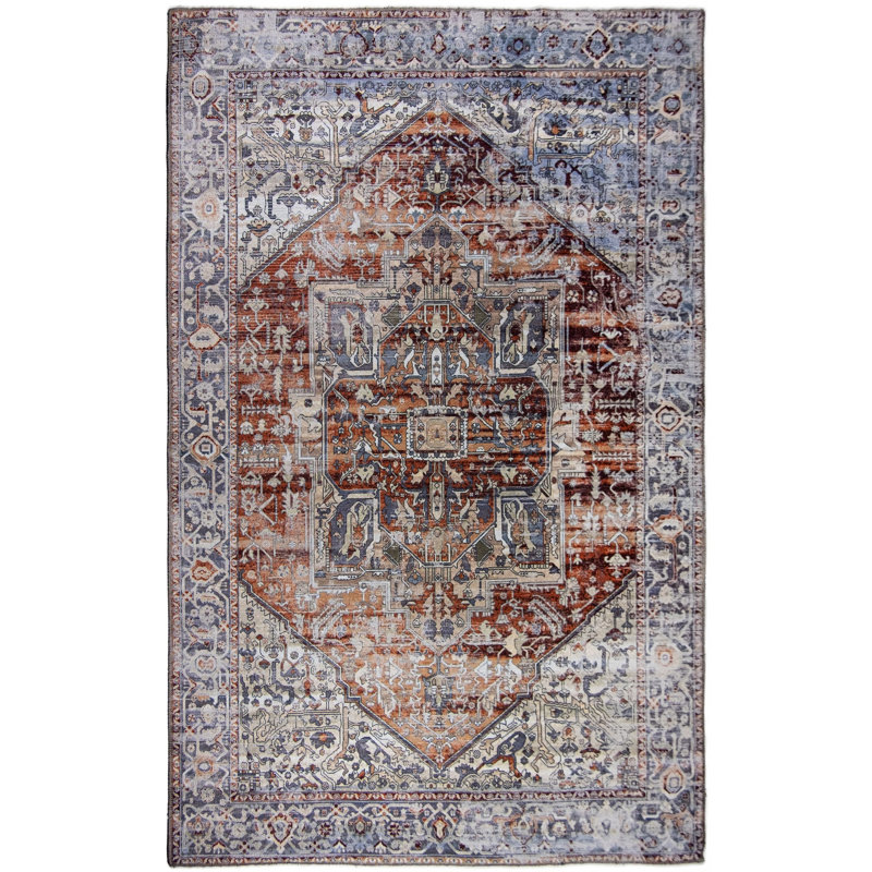 Jesaiah Washable Oriental Indoor / Outdoor Rug, Rectangle 8' x 10'