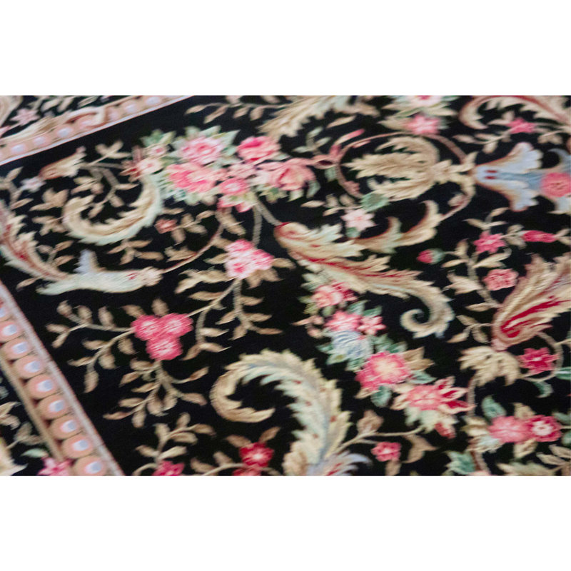 High-Quality Hand-Knotted Black Area Rug