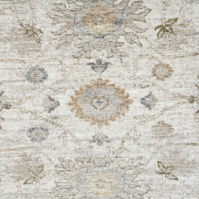 Anthonyson Cream/Brown Traditional Floral Filigree Woven Indoor Area Rug, 6'6" x 6'6"