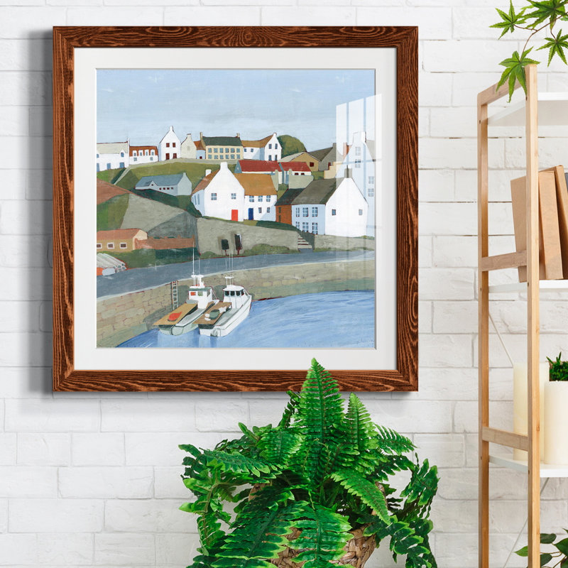 «Old Coast Town I», reproduction encadrée de qualité supérieure - prête à être accrochée, Cadre en érable
