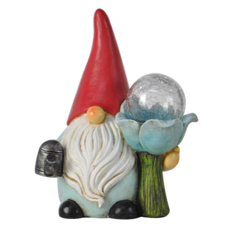 Gnome en résine Hafez avec boule en verre