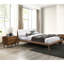 Très grande chambre à coucher de 3 pièces de style très moderne Mid-Century, bois massif noyer, tissu Boucle, 2 tables de chevet avec finition, style, revêtement beige