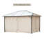 Ensemble de pavillon d'entrée à glissière avec espace extérieur et toile de lin beige en polyester, structure en métal, ensemble de parois latérales 12 x 10 pi