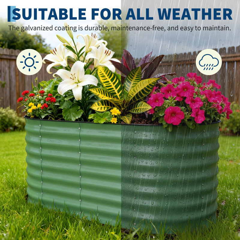 2 Pack Galvanized Raised Garden Beds Outdoor, 120x60x60cm, Rust-Resistant Metal Planter Boxes for Vegetables, Flowers & Herbs - Easy Assembly, Durable, Upgraded Anti-Cutting Strips - Green