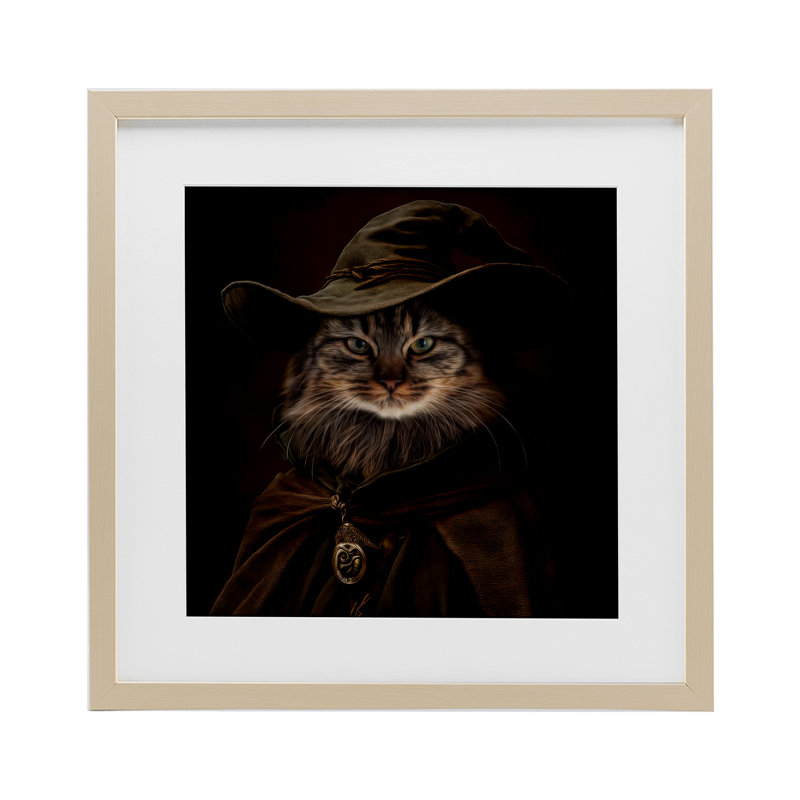 «Whiskered Wizardry Cat», reproduction encadrée sous verre, conception de Kelley Parker, H 16 po x l 16 po
