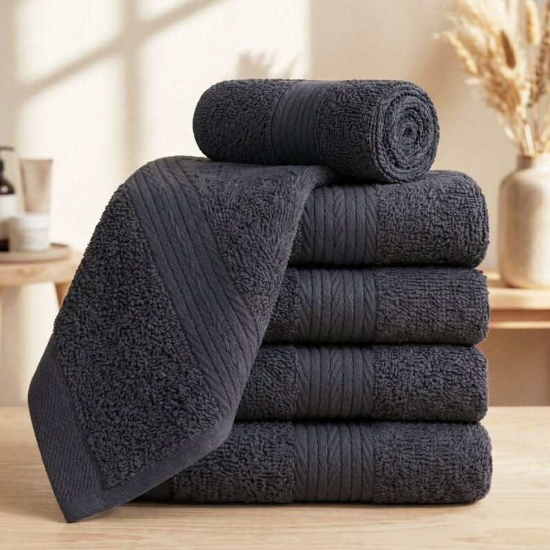 Gant de toilette 100% coton 12 x 12 pouces très absorbant, Gris