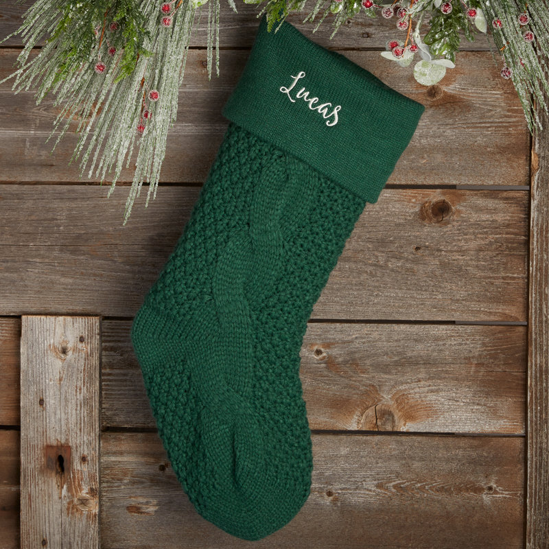Cozy Cable Personalized Stocking, Green