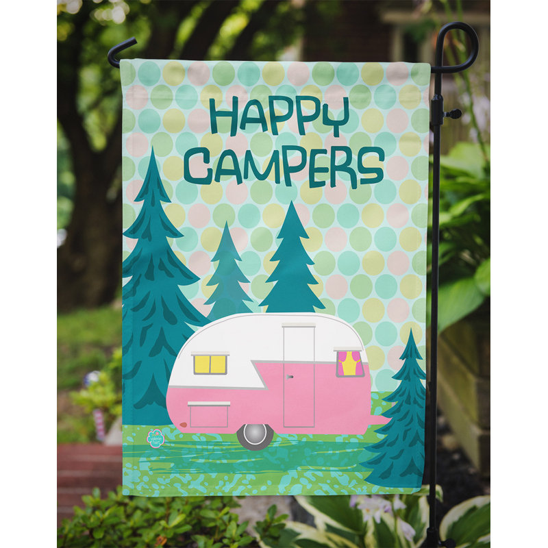 Drapeau de jardin à 2 côtés happy campers glamping, H 15 po x l 11 po
