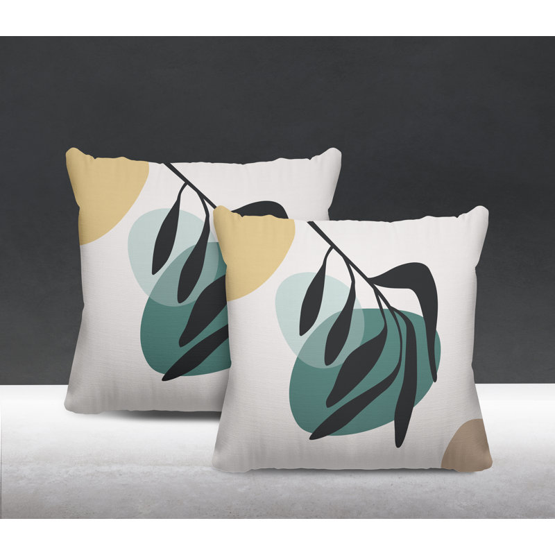 Polyester/Polyester Blend Throw Square Indoor/Outdoor, 17" x 17", Emerald/Beige