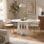 Table de salle à manger de 47,24 po pour 4 personnes - Table de ferme en panneau de fibres à densité moyenne au fini marbre blanc, capacité de 300 lb, facile à assembler pour la cuisine / salle à manger - Table moderne épicée