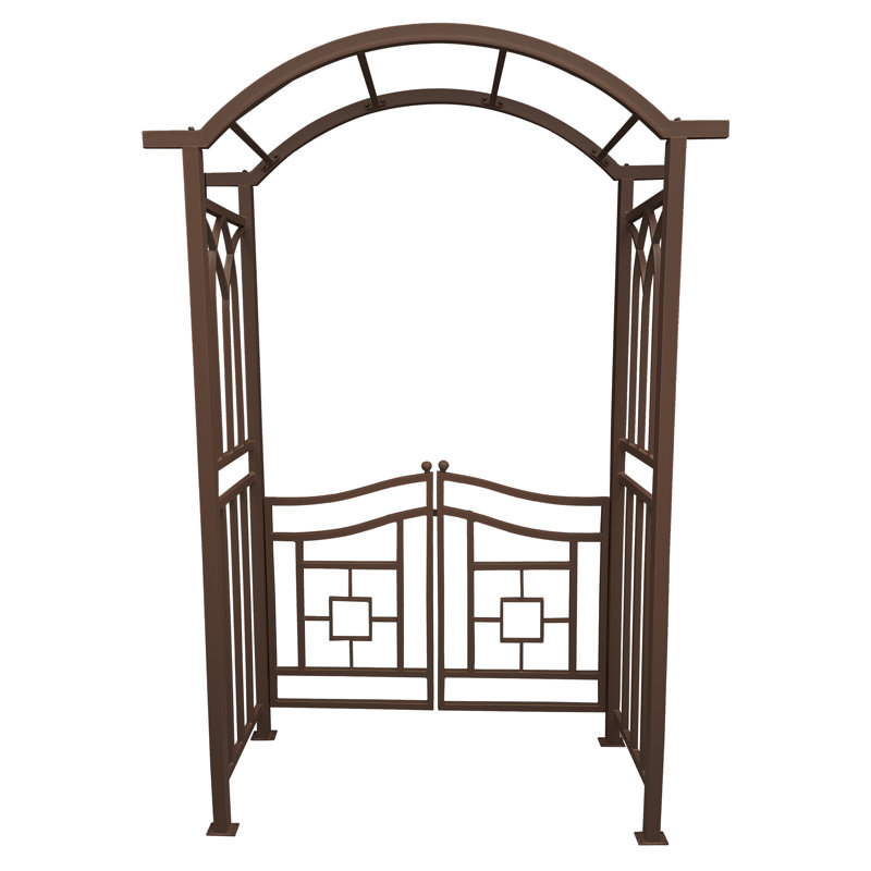 Arche de jardin en aluminium avec barrière, Brun
