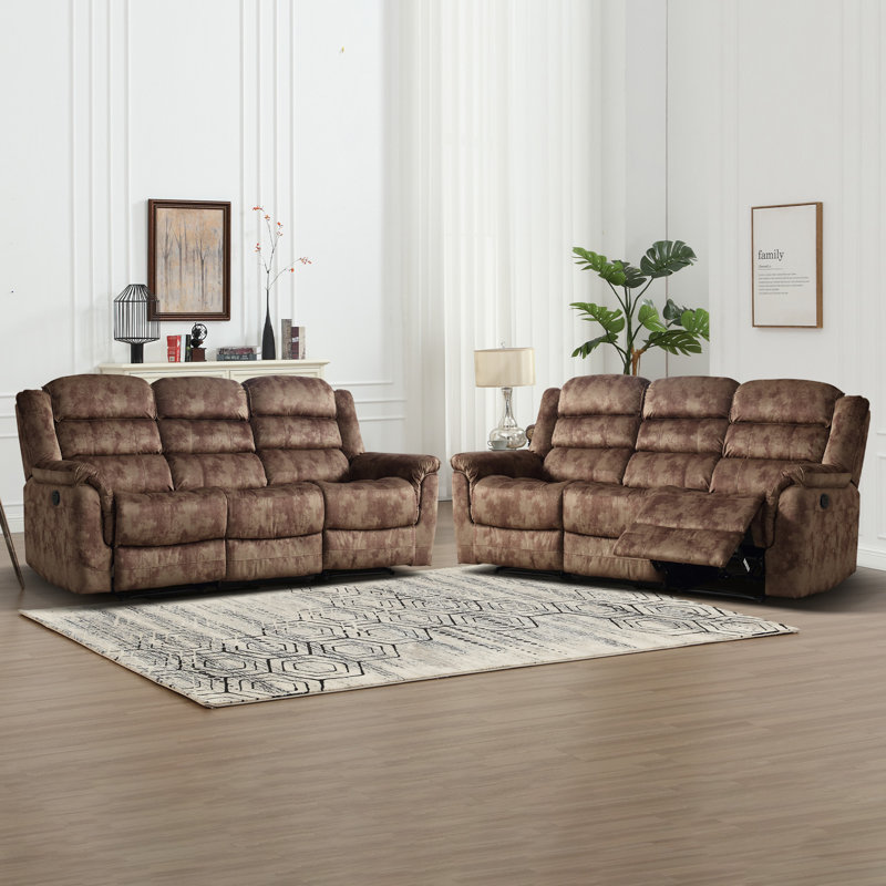 Canapé manuel en microfibre Dartee, Brun
