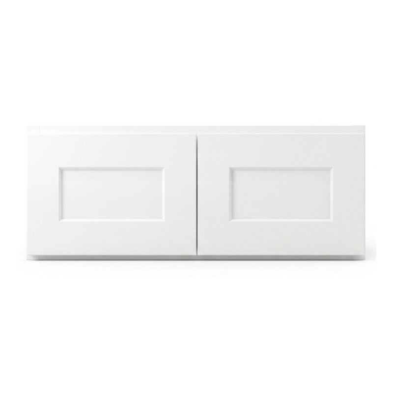Modern Shaker Solid Wood & Plywood 2-Door Wall Cabinet in White - 12" H, 30" W x 12" H x 12" D