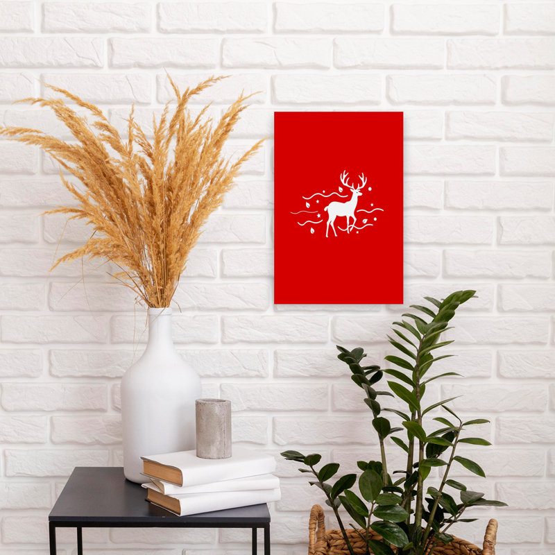 Art mural contemporain, cerf magique, H 18 po x l 12 po