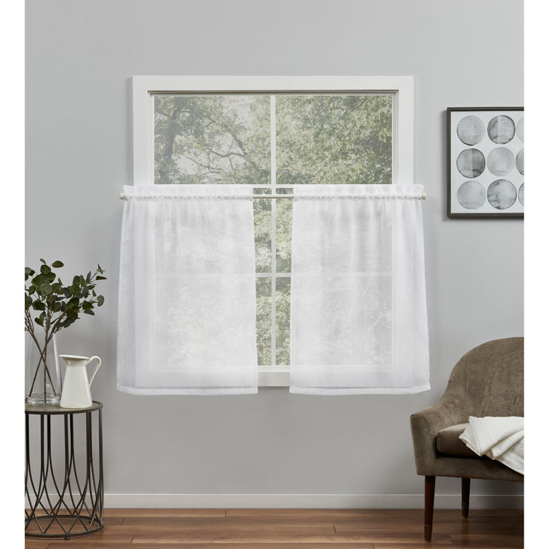 Sheer Curtain Panel Pair, White, 26" W x 24" L