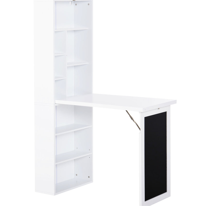 Bureau de bureau mural pliable avec tableau noir et tablette latérale pliable