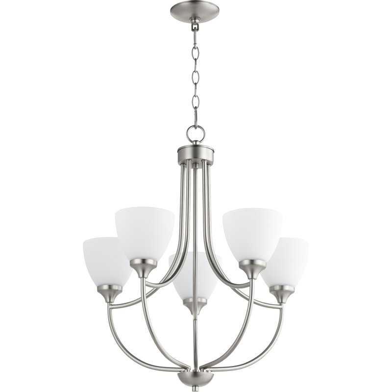 Lustre empire à 5 lumières Radack, Nickel satiné