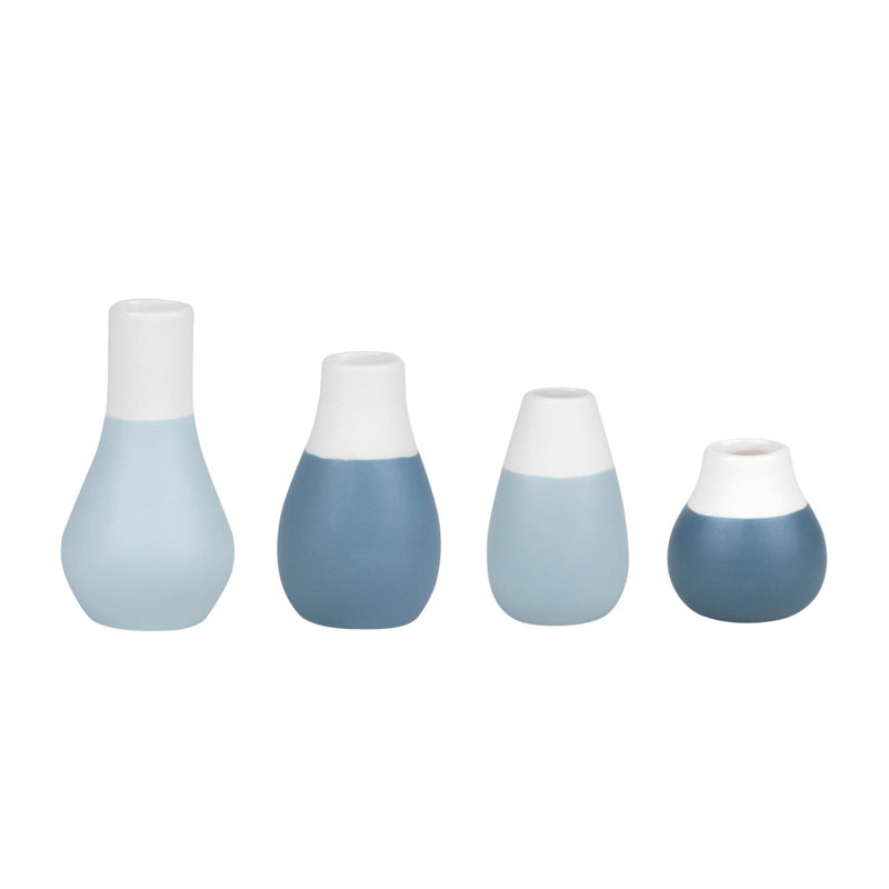 Pastel Two-Tone Mini Vases - Set of 4, Blue
