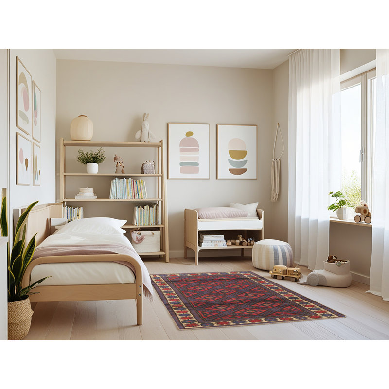 Tapis brun / bleu Southwestern, Rectangle 3 pi x 5 pi