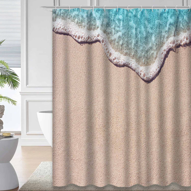 Doux vague bleu océan sable plage mer eau de mer été avec 12 crochets, L 72 po x l 72 po