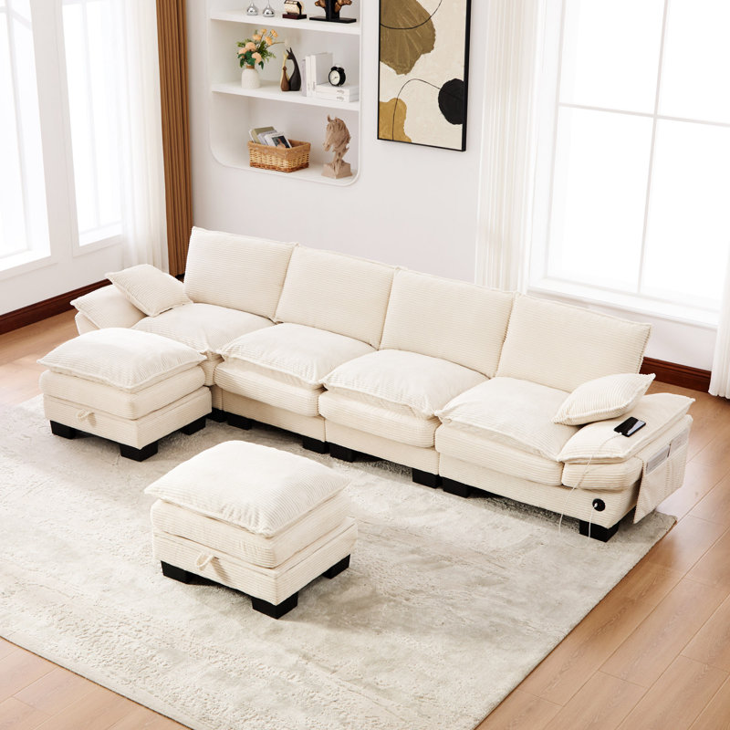 Canapé modulaire modulaire, canapé à assise profonde, canapé en velours côtelé, meubles rembourrés confortables pour salon, appartement, studio, bureau, ayant plusieurs combinaisons