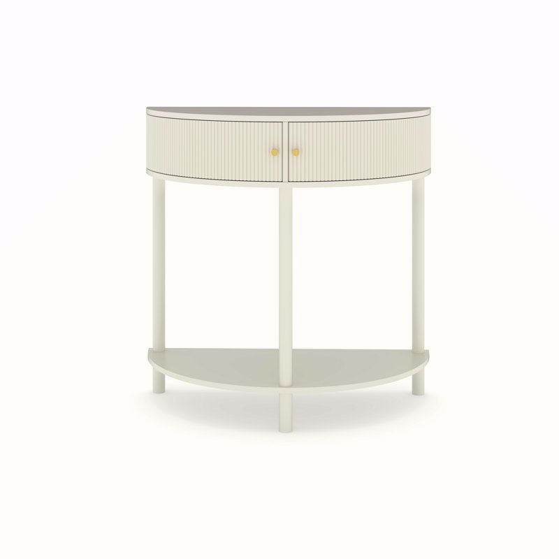 Console demi-lune Artisan, Blanc, crème