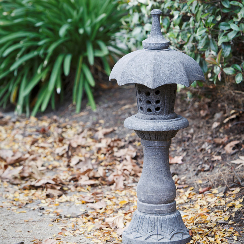 Column Garden Lantern - Lava Stone