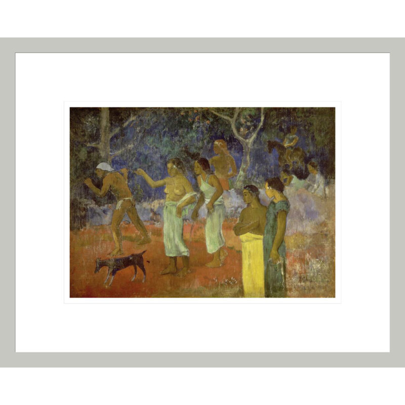 «Scene from Tahitian Life» par Paul Gauguin - Estampe numérique encadrée, 13.64" H x 16.75" W