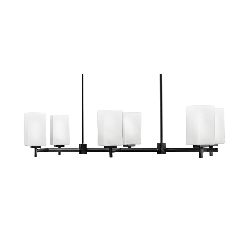 Éclairage pour îlot 6 lumières avec verre carré de 3,5 po Dearman Dearman, Noir mat