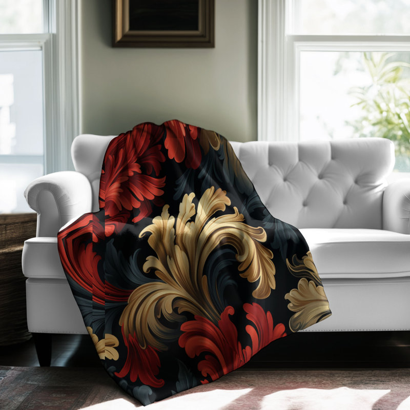 Baroque Design - Couverture sherpa de qualité supérieure 1 pièce, Lit simple